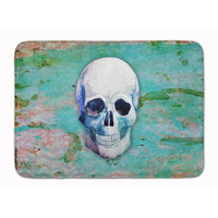 "Caroline's Treasures Day of the Dead Teal Skull Floor Mat, 19"" x 27"", Multicolor"