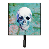 "Caroline's Treasures Day of the Dead Teal Skull Wall Hook, Small, Multicolor"