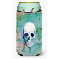 "Caroline's Treasures Day of The Dead Teal Skull Tall Boy Beverage Insulator Hugger, Multicolor"