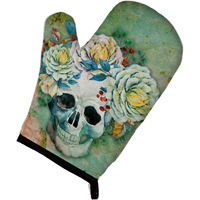 "Caroline's Treasures Day of the Dead Skull with Flowers Oven Mitt, Multicolor, 12"" x 8.5"""
