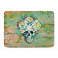 "Caroline's Treasures Day of the Dead Skull with Flowers Floor Mat, 19"" x 27"", Multicolor"
