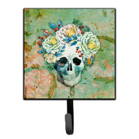 "Caroline's Treasures Day of the Dead Skull with Flowers Wall Hook, Small, Multicolor"