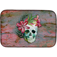 "Caroline's Treasures Day Of The Dead Skull Flowers Dish Drying Mat, 14"" x 21"""