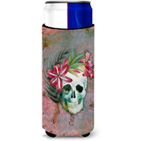 "Caroline's Treasures Day of The Dead Skull Flowers Michelob Ultra Hugger For Slim Cans, Slim Can, Multicolor"