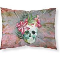 "Caroline's Treasures ""Day of the Dead Skull Flowers"" Printed, Polyester Envelope Closure pillowcase, Standard, Multicolor"