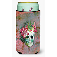 "Caroline's Treasures Day of The Dead Skull Flowers Tall Boy Beverage Insulator Hugger, Multicolor"