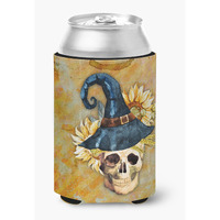 "Caroline's Treasures Day of The Dead Witch Skull Can or Bottle Hugger, Can Hugger, Multicolor"