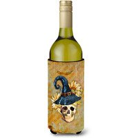 "Caroline's Treasures Day of the Dead Witch Skull Wine Bottle Beverage Insulator Hugger, 750 ml, Multicolor"