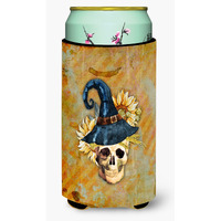 "Caroline's Treasures Day of The Dead Witch Skull Tall Boy Beverage Insulator Hugger, Multicolor"