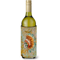 "Caroline's Treasures BB5127LITERK Day of the Dead Indian Skull Wine Bottle Beverage Insulator Hugger, 750 ml, Multicolor"