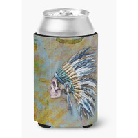 "Caroline's Treasures Day of The Dead Indian Chief Skull Can or Bottle Hugger, Can Hugger, Multicolor"