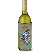 "Caroline's Treasures Day of the Dead Indian Chief Skull Wine Bottle Beverage Insulator Hugger, 750 ml, Multicolor"