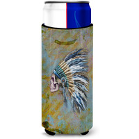 "Caroline's Treasures Day of The Dead Indian Chief Skull Michelob Ultra Hugger For Slim Cans, Slim Can, Multicolor"