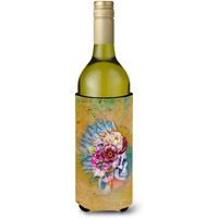 "Caroline's Treasures Day of the Dead Flowers Skull Wine Bottle Beverage Insulator Hugger, 750 ml, Multicolor"