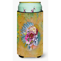 "Caroline's Treasures Day of The Dead Flowers Skull Tall Boy Beverage Insulator Hugger, Multicolor"