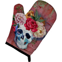 "Caroline's Treasures Day of the Dead Red Flowers Skull Oven Mitt, Multicolor, 12"" x 8.5"""