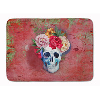 "Caroline's Treasures Day of the Dead Red Flowers Skull Floor Mat, 19"" x 27"", Multicolor"