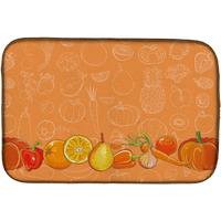"Caroline's Treasures Fruits And Vegetables In Orange Dish Drying Mat, 14"" x 21"", Multicolor"