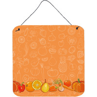 "Caroline's Treasures Fruits and Vegetables in Orange Metal Print, 6"" H x 6"" W, Multicolor"