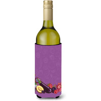 "Caroline's Treasures Fruits and Vegetables in Purple Wine Bottle Beverage Insulator Hugger, 750 ml, Multicolor"