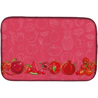 "Caroline's Treasures Fruits And Vegetables In Red Dish Drying Mat, 14"" x 21"""