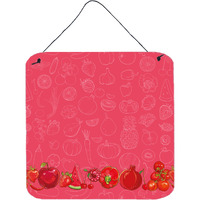 "Caroline's Treasures Fruits and Vegetables in Red Metal Print, 6"" H x 6"" W, Multicolor"