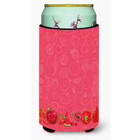 "Caroline's Treasures Fruits & Vegetables In Red Tall Boy Beverage Insulator Hugger, Multicolor"
