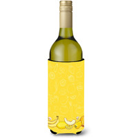 "Caroline's Treasures Fruits and Vegetables in Yellow Wine Bottle Beverage Insulator Hugger, 750 ml, Multicolor"