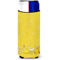 "Caroline's Treasures Fruits & Vegetables In Yellow Michelob Ultra Hugger For Slim Cans, Slim Can, Multicolor"