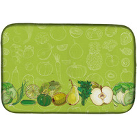 "Caroline's Treasures Fruits and Vegetables in Green Dish Drying Mat, 14"" x 21"", Multicolor"