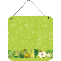 "Caroline's Treasures Fruits and Vegetables in Green Metal Print, 6"" H x 6"" W, Multicolor"