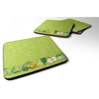 "Caroline's Treasures Fruits & Vegetables In green Foam Coaster Set of 4, 3.5, Multicolor"