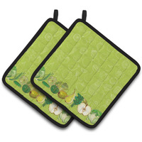 "Caroline's Treasures Fruits & Vegetables In green Pair of Pot Holders, 7.5HX7.5W, Multicolor"