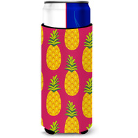 "Caroline's Treasures Pineapples On Pink Michelob Ultra Hugger For Slim Cans, Slim Can, Multicolor"