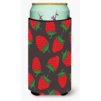 "Caroline's Treasures Strawberries On Gray Tall Boy Beverage Insulator Hugger, Multicolor"