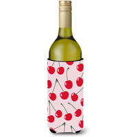 "Caroline's Treasures Cherries on Pink Wine Bottle Beverage Insulator Hugger, 750 ml, Multicolor"