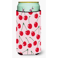 "Caroline's Treasures Cherries on Pink Tall Boy Beverage Insulator Hugger, Multicolor"