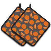 "Caroline's Treasures Oranges On Gray Pair of Pot Holders, 7.5HX7.5W, Multicolor"