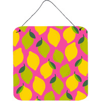 "Caroline's Treasures Lemons and Limes on Pink Metal Print, 6"" H x 6"" W, Multicolor"