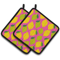 "Caroline's Treasures Lemons & Limes On Pink Pair of Pot Holders, 7.5HX7.5W, Multicolor"