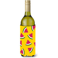 "Caroline's Treasures Watermelon on Yellow Wine Bottle Beverage Insulator Hugger, 750 ml, Multicolor"