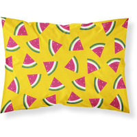 "Caroline's Treasures Watermelon on Yellow Printed, Polyester, 250 Thread count, Envelope closure Pillowcase, Standard, Multicolor"