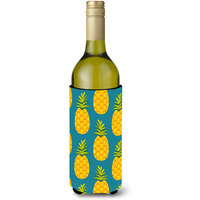 "Caroline's Treasures Pineapples on Teal Wine Bottle Beverage Insulator Hugger, 750 ml, Multicolor"