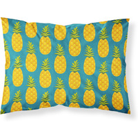 "Caroline's Treasures Pineapples on Teal Printed, Polyester, 250 Thread count, Envelope closure Pillowcase, Standard, Multicolor"
