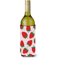 "Caroline's Treasures Strawberries on Pink Wine Bottle Beverage Insulator Hugger, 750 ml, Multicolor"