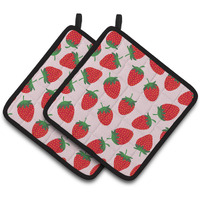 "Caroline's Treasures Strawberries On Pink Pair of Pot Holders, 7.5HX7.5W, Multicolor"