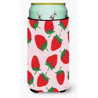 "Caroline's Treasures Strawberries On Pink Tall Boy Beverage Insulator Hugger, Multicolor"