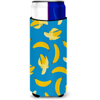 "Caroline's Treasures Bananas On Blue Michelob Ultra Hugger For Slim Cans, Slim Can, Multicolor"