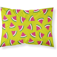 "Caroline's Treasures Watermelon on Lime Green Printed, Polyester, 250 Thread count, Envelope closure Pillowcase, Standard, Multicolor"