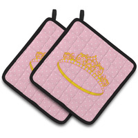 "Caroline's Treasures Ballerina Tiara Pair of Pot Holders, 7.5HX7.5W, Multicolor"